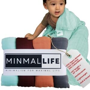 Minimal Life 2 Baby Yellow Red Brick Bamboo Rayon Cotton Blend Swaddle Blankets